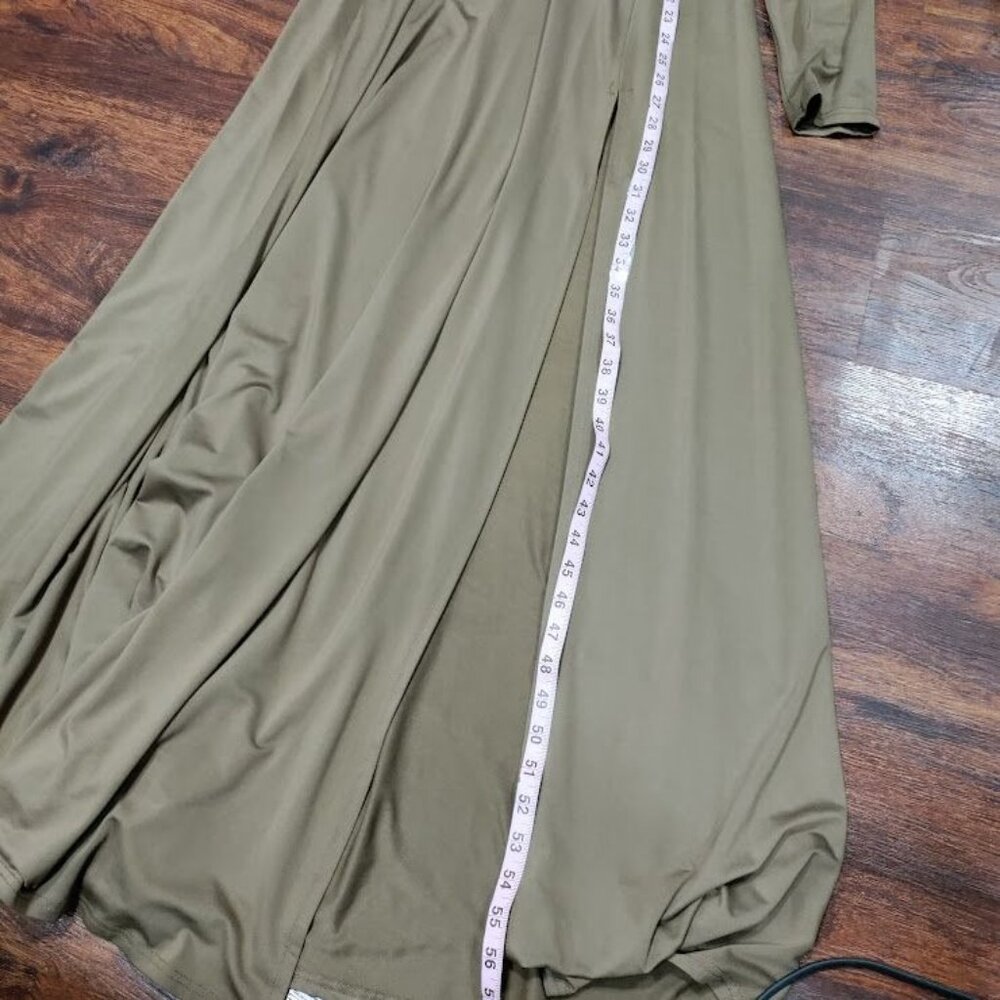 Dress Day Long Sleeve Slit Boho Whimsy Cocktail Formal Maxi Dress Nude Large - Picture 7 of 8